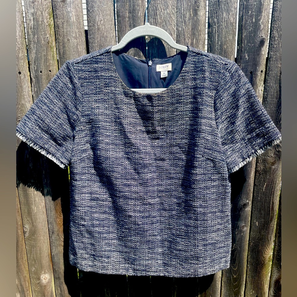 Jcrew navy tweed top!